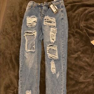 NastyGal Distressed Mom Jeans